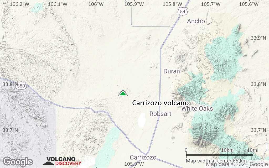 Terrain-type map of Carrizozo volcano (scale of 10s of km)