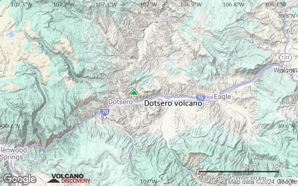 Terrain-type map of Dotsero volcano (scale of 10s of km)