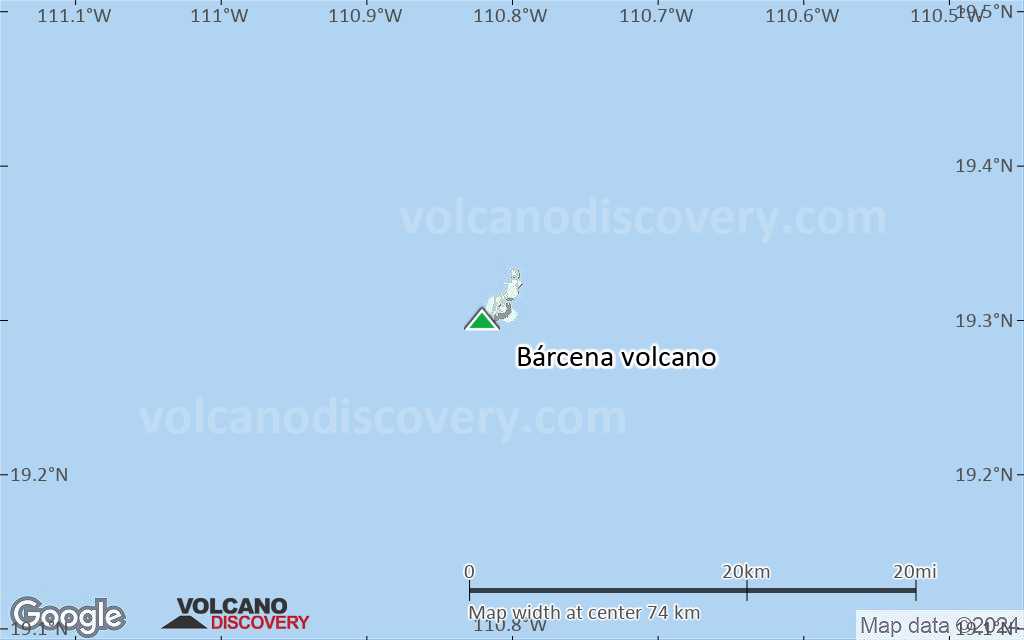 Terrain-type map of Bárcena volcano (scale of 10s of km)