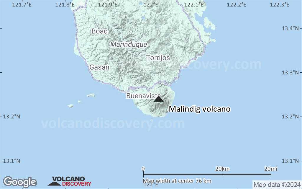 Terrain-type map of Malindig volcano (scale of 10s of km)