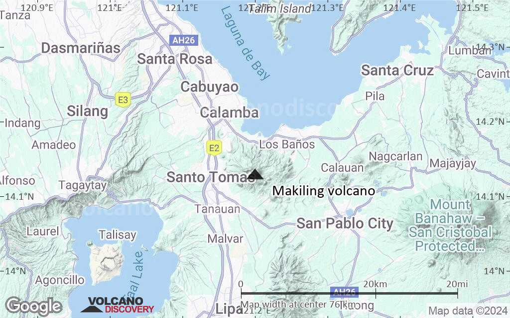 Terrain-type map of Makiling volcano (scale of 10s of km)