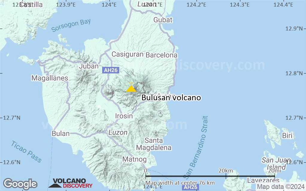 Terrain-type map of Bulusan volcano (scale of 10s of km)