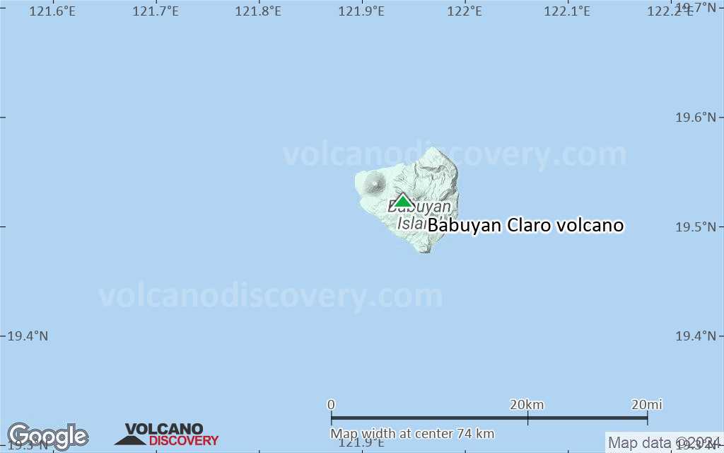 Terrain-type map of Babuyan Claro volcano (scale of 10s of km)