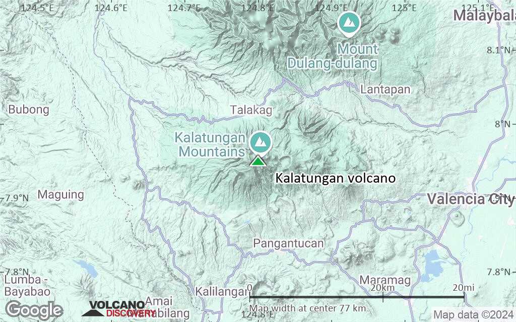 Terrain-type map of Kalatungan volcano (scale of 10s of km)