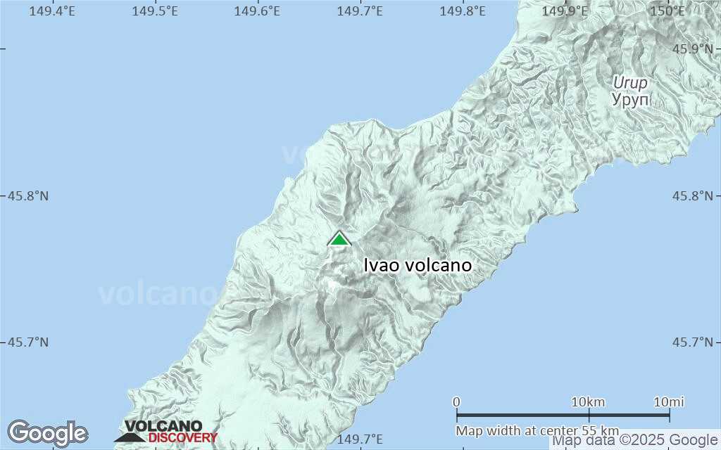 Terrain-type map of Ivao volcano (scale of 10s of km)
