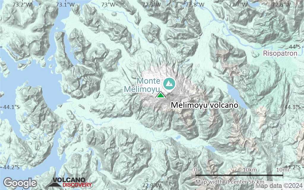 Terrain-type map of Melimoyu volcano (scale of 10s of km)