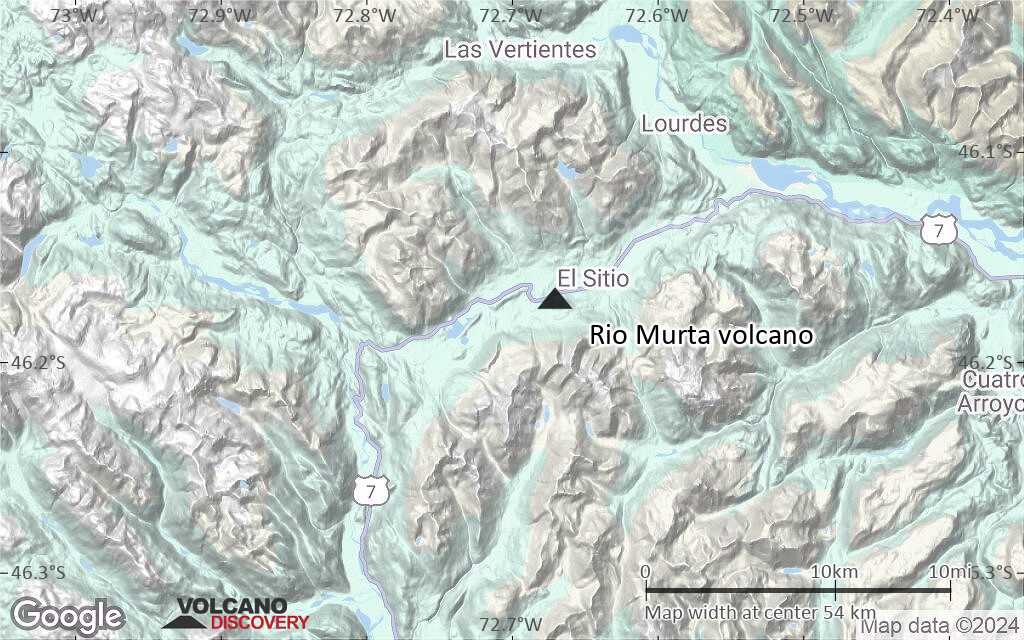 Terrain-type map of Rio Murta volcano (scale of 10s of km)