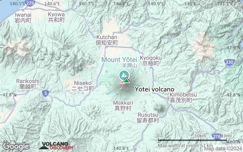 Terrain-type map of Yotei volcano (scale of 10s of km)