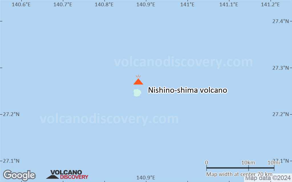 Terrain-type map of Nishino-shima volcano (scale of 10s of km)