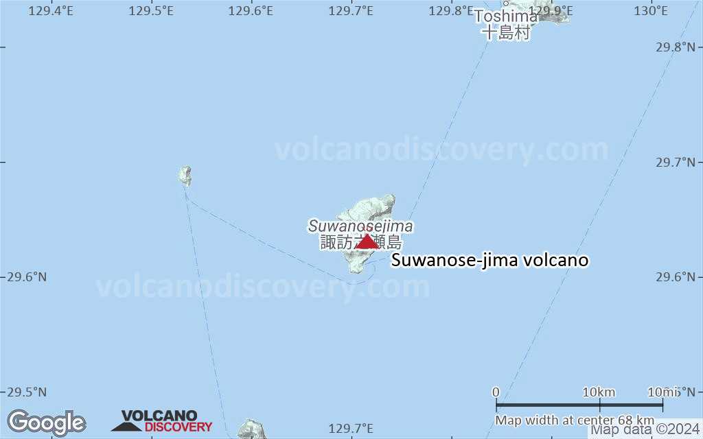 Terrain-type map of Suwanose-jima volcano (scale of 10s of km)