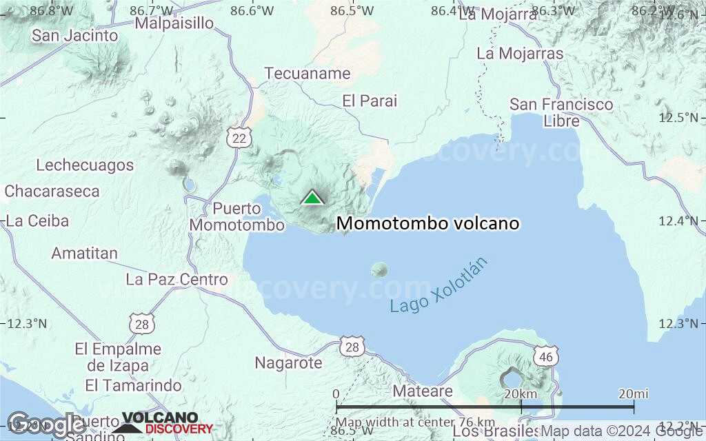 Terrain-type map of Momotombo volcano (scale of 10s of km)