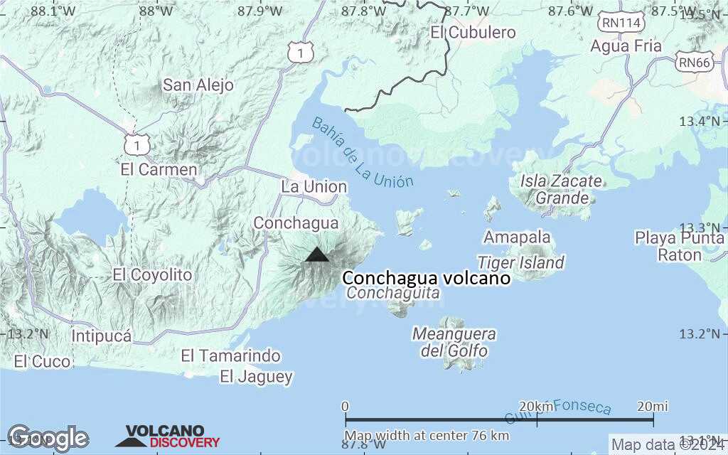 Terrain-type map of Conchagua volcano (scale of 10s of km)