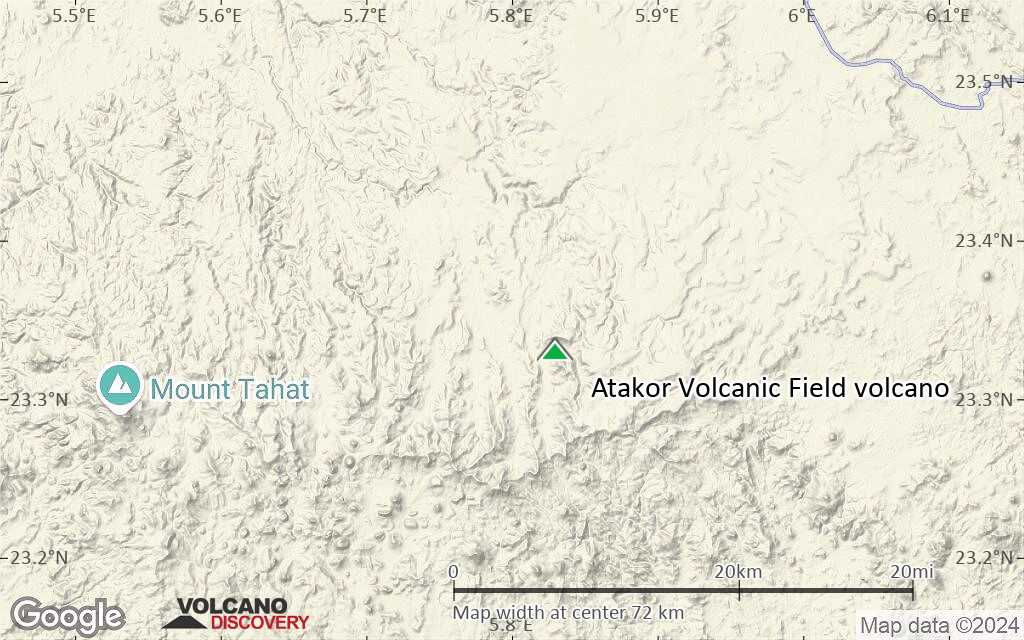 Terrain-type map of Atakor Volcanic Field volcano (scale of 10s of km)