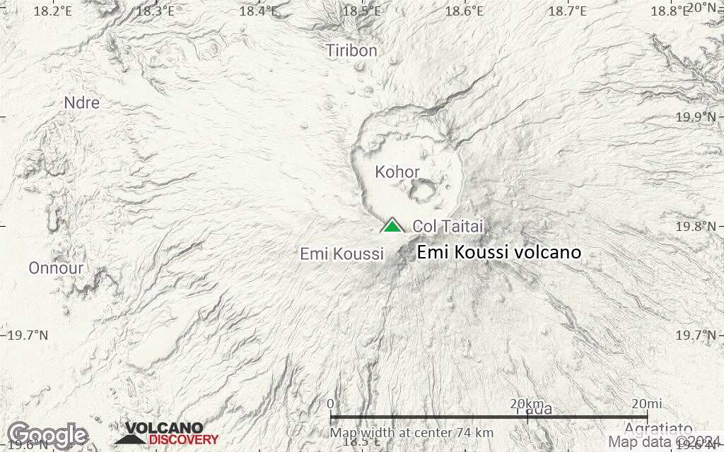Terrain-type map of Emi Koussi volcano (scale of 10s of km)