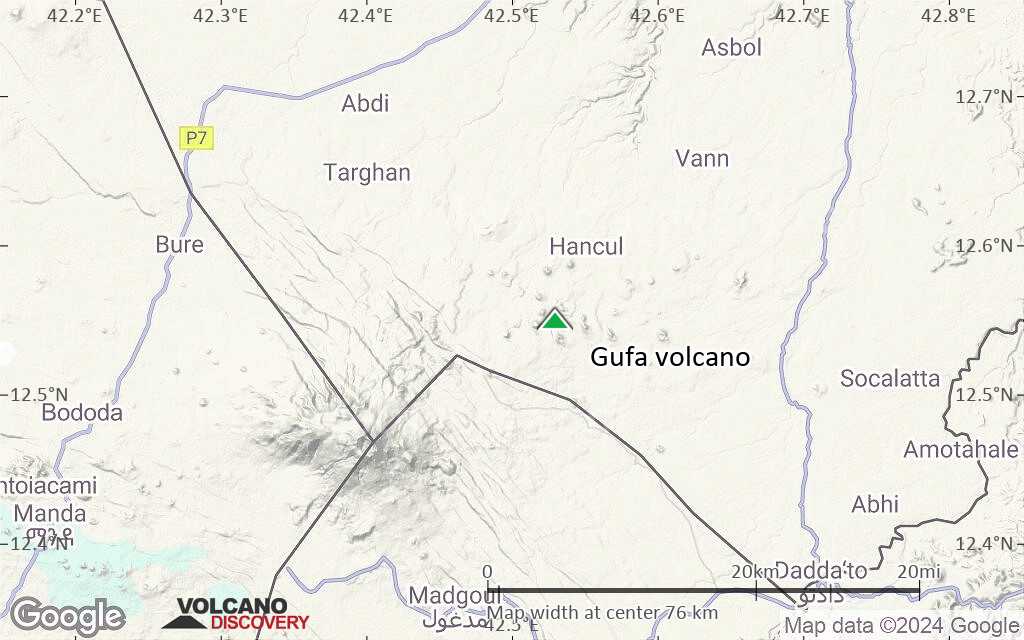 Terrain-type map of Gufa volcano (scale of 10s of km)