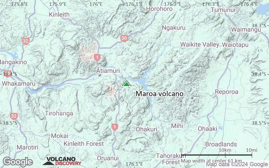 Terrain-type map of Maroa volcano (scale of 10s of km)