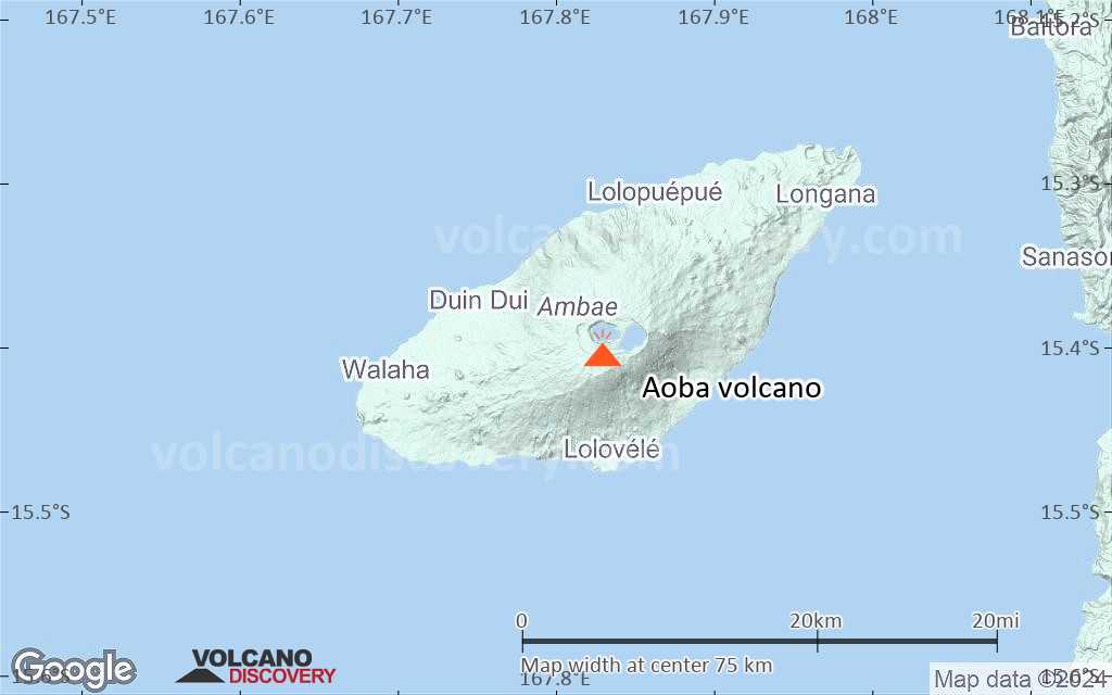 Terrain-type map of Aoba volcano (scale of 10s of km)