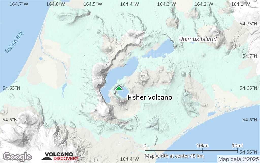 Terrain-type map of Fisher volcano (scale of 10s of km)