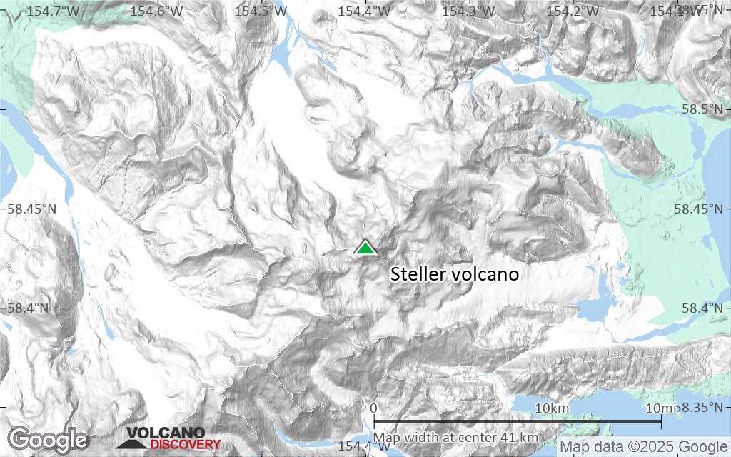 Terrain-type map of Steller volcano (scale of 10s of km)