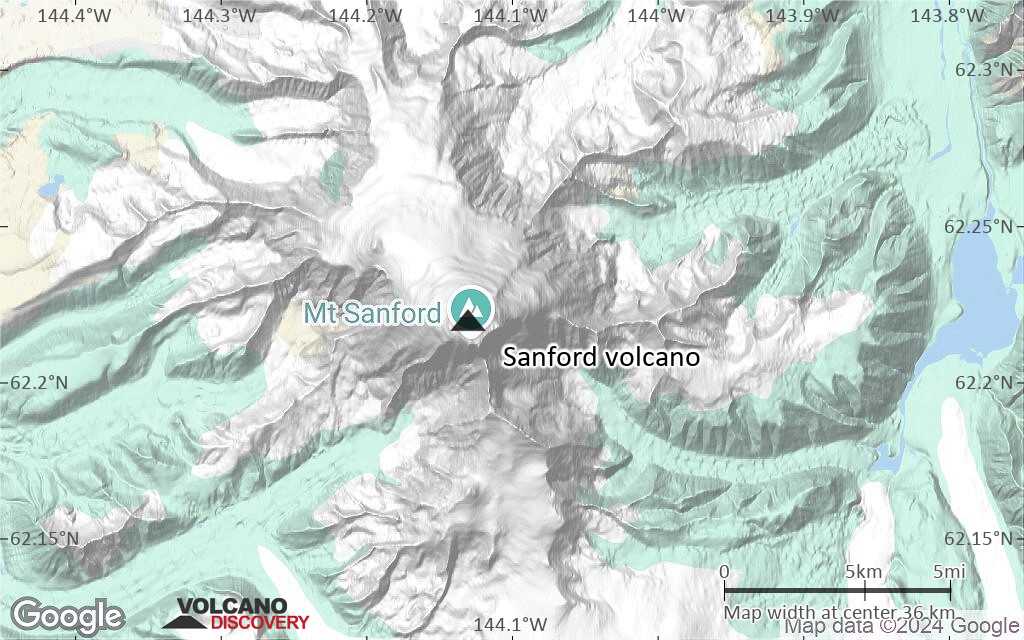 Terrain-type map of Sanford volcano (scale of 10s of km)