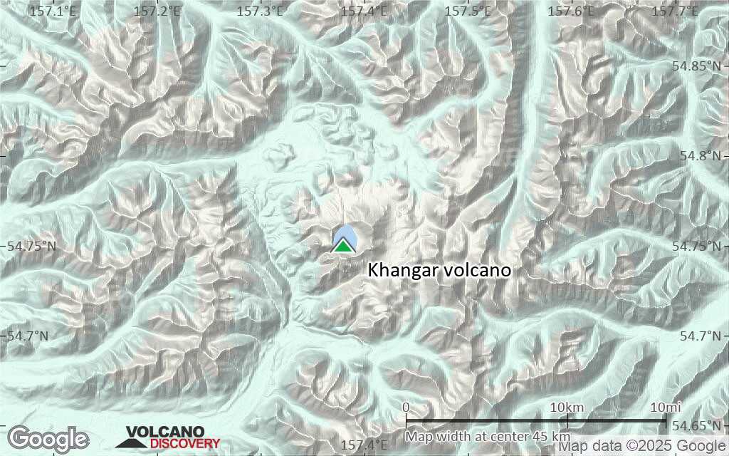 Terrain-type map of Khangar volcano (scale of 10s of km)