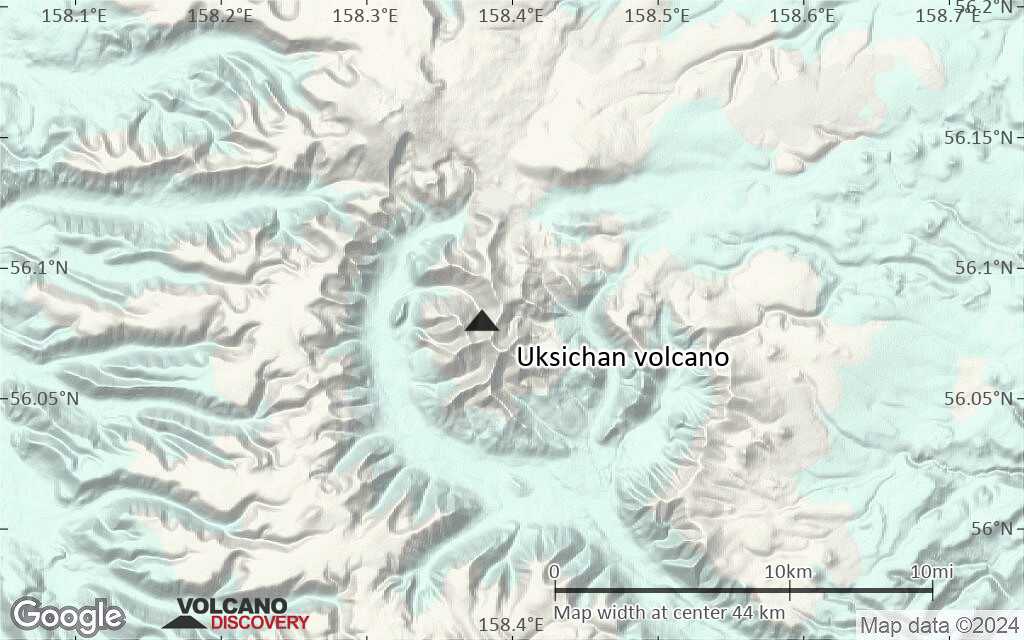 Terrain-type map of Uksichan volcano (scale of 10s of km)