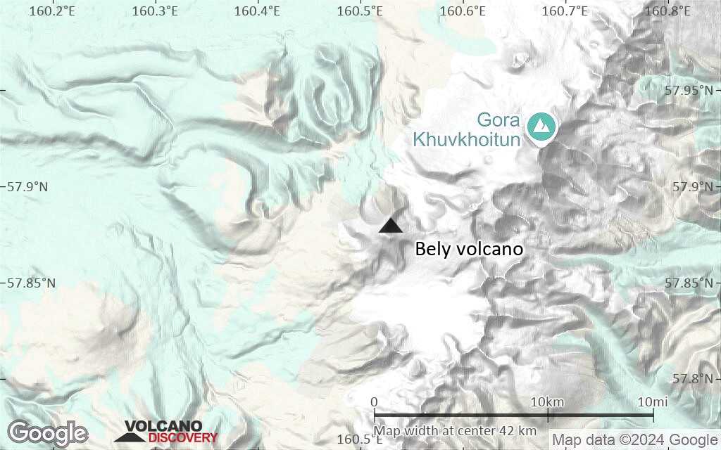 Terrain-type map of Bely volcano (scale of 10s of km)