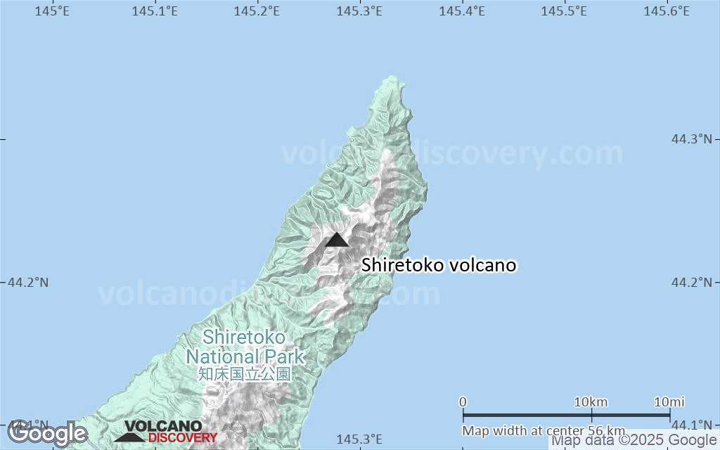 Terrain-type map of Shiretoko volcano (scale of 10s of km)
