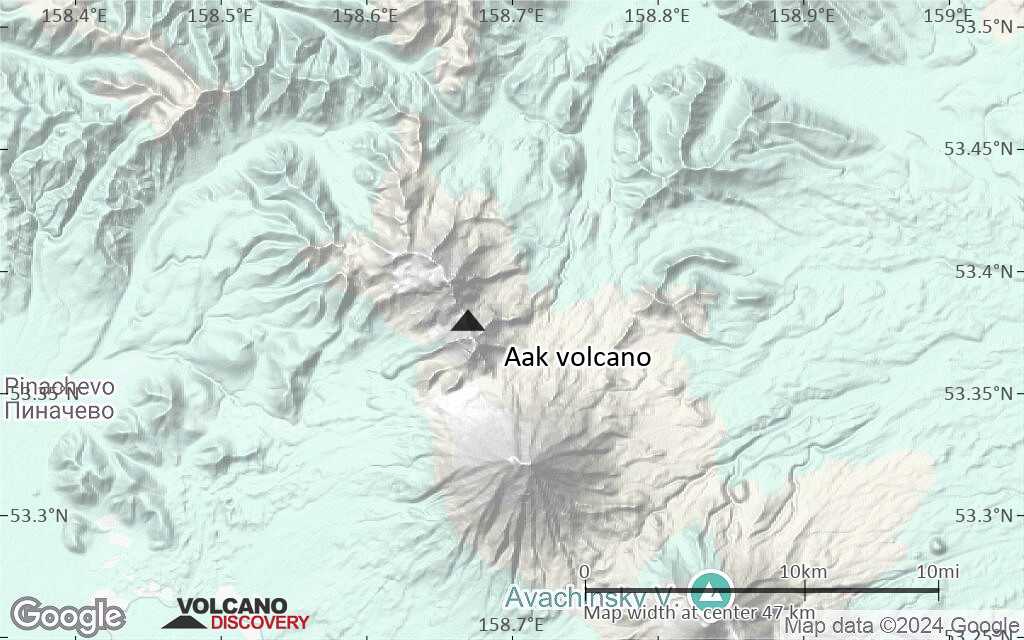 Terrain-type map of Aak volcano (scale of 10s of km)