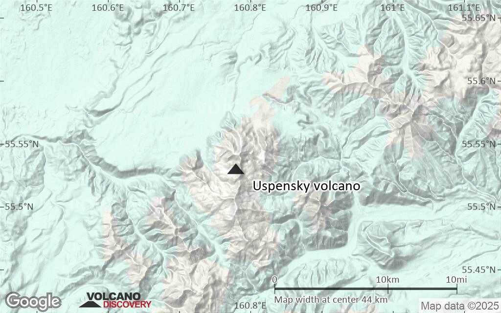Terrain-type map of Uspensky volcano (scale of 10s of km)