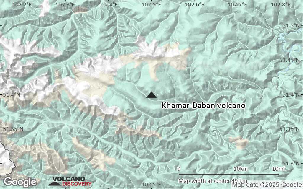 Terrain-type map of Khamar-Daban volcano (scale of 10s of km)