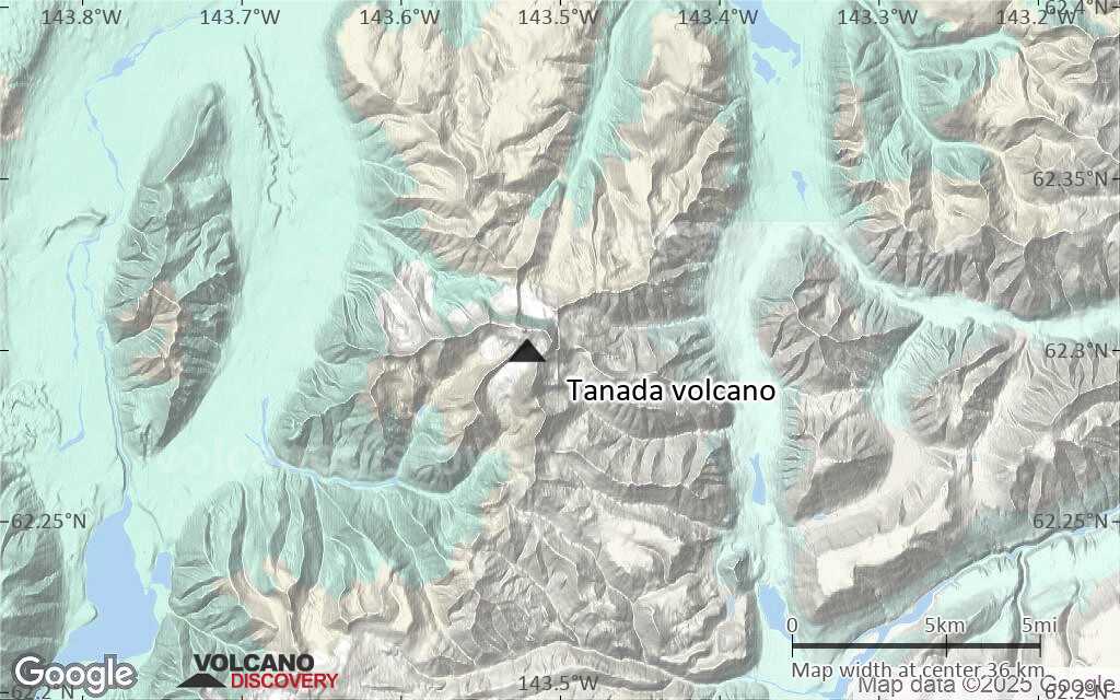 Terrain-type map of Tanada volcano (scale of 10s of km)