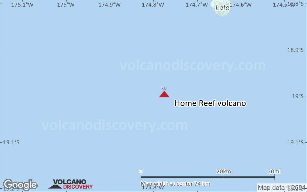 Terrain-type map of Home Reef volcano (scale of 10s of km)