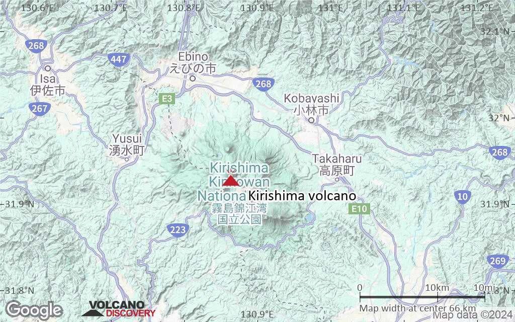 Terrain-type map of Kirishima volcano (scale of 10s of km)