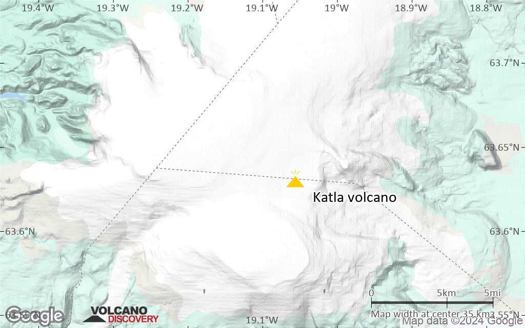 Terrain-type map of Katla volcano (scale of 10s of km)