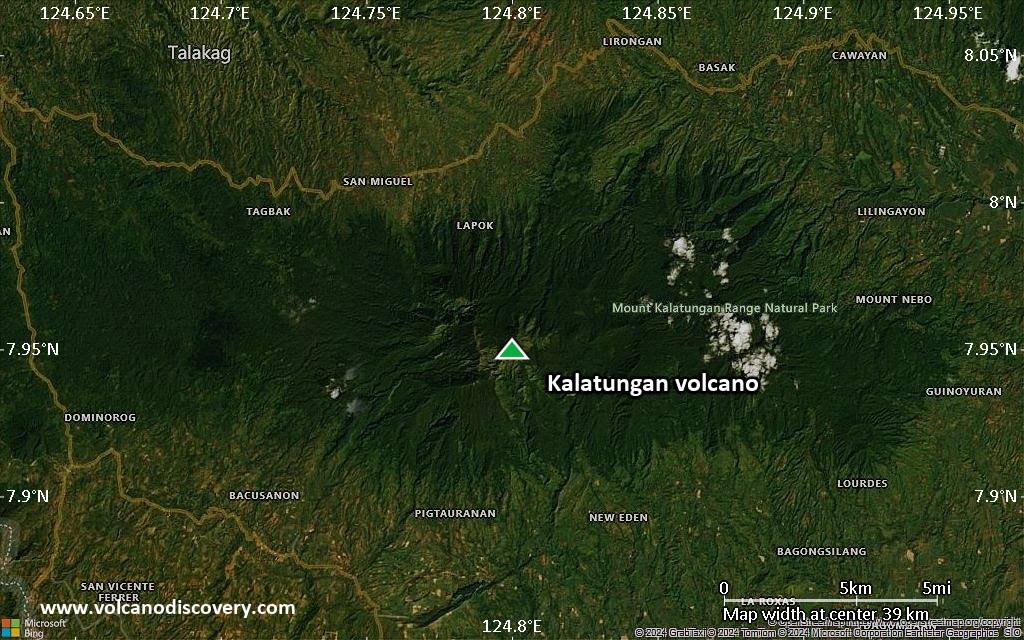 Satellite/aerial-type map of Kalatungan volcano (scale of 20-40 km)
