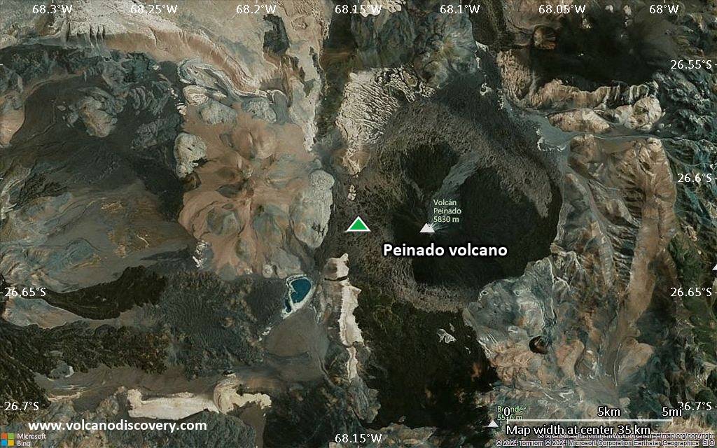Satellite/aerial-type map of Peinado volcano (scale of 20-40 km)