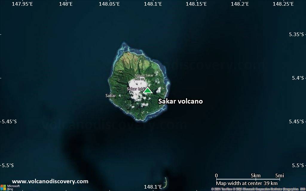 Satellite/aerial-type map of Sakar volcano (scale of 20-40 km)