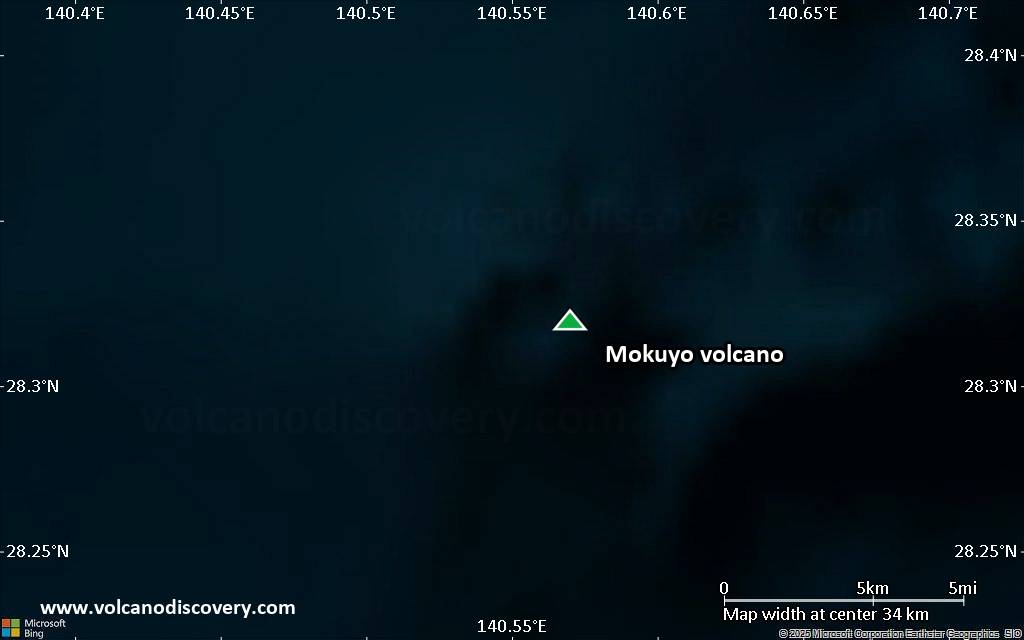 Satellite/aerial-type map of Mokuyo volcano (scale of 20-40 km)