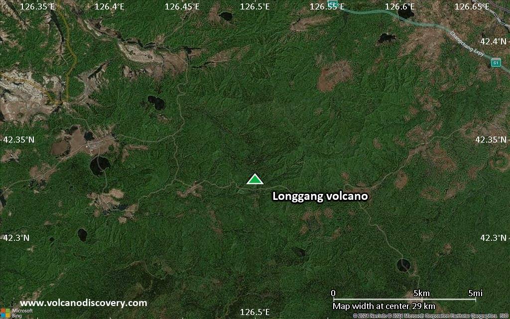 Satellite/aerial-type map of Longgang volcano (scale of 20-40 km)