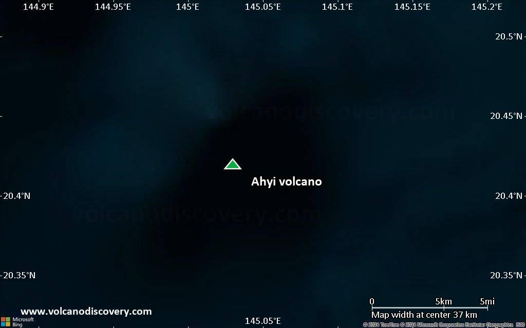 Satellite/aerial-type map of Ahyi volcano (scale of 20-40 km)