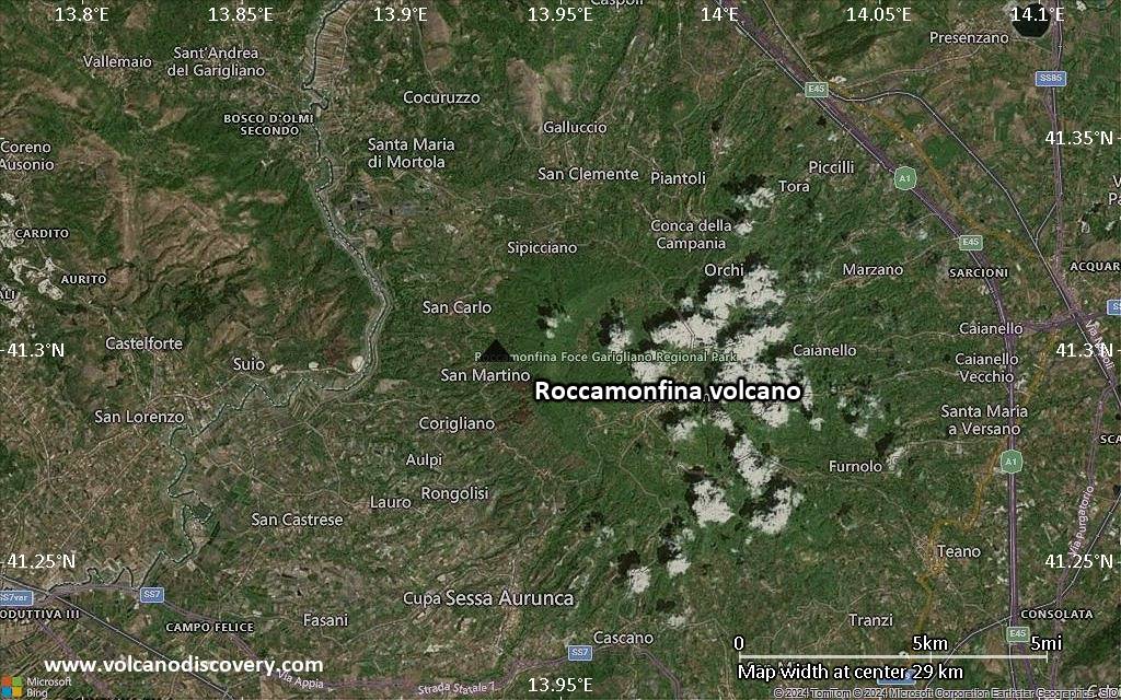 Satellite/aerial-type map of Roccamonfina volcano (scale of 20-40 km)