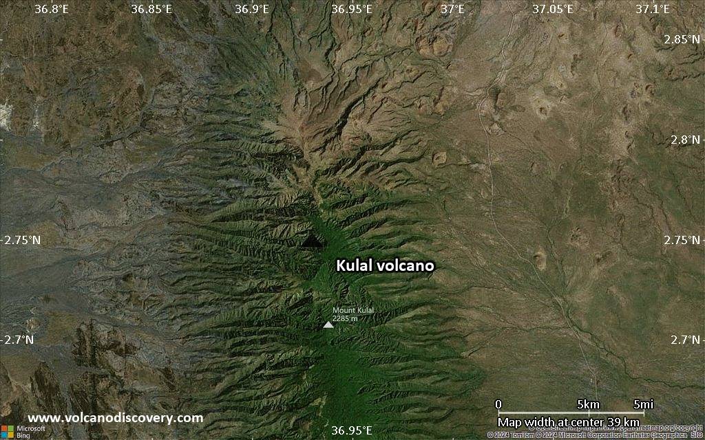 Satellite/aerial-type map of Kulal volcano (scale of 20-40 km)