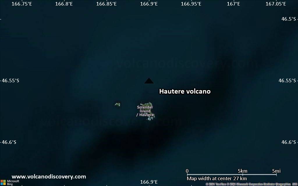 Satellite/aerial-type map of Hautere volcano (scale of 20-40 km)
