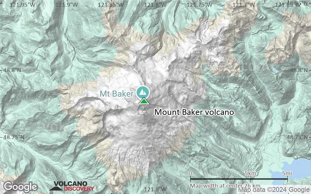 Terrain-type map of Mount Baker volcano (scale of 20-40 km)