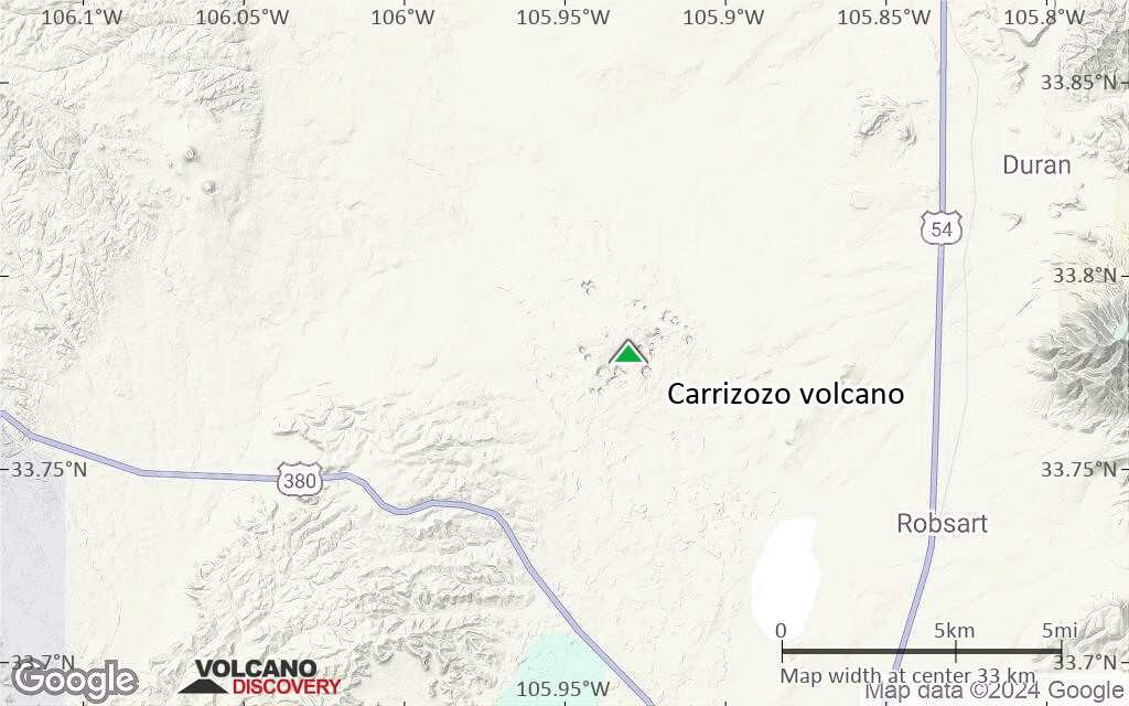 Terrain-type map of Carrizozo volcano (scale of 20-40 km)
