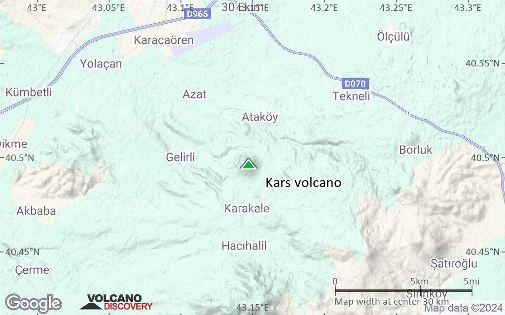 Terrain-type map of Kars volcano (scale of 20-40 km)