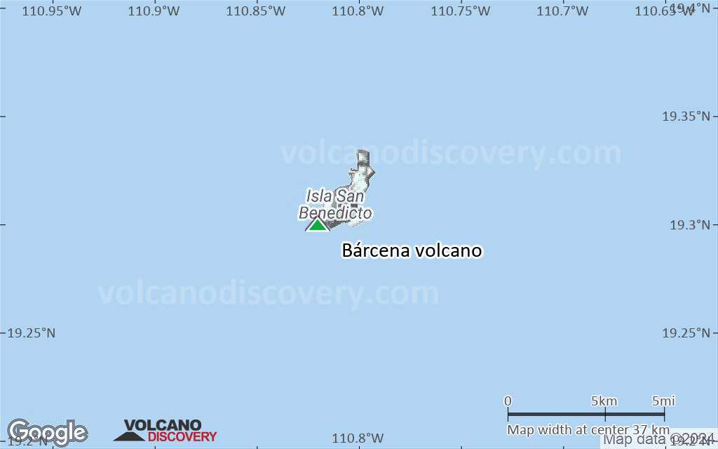 Terrain-type map of Bárcena volcano (scale of 20-40 km)