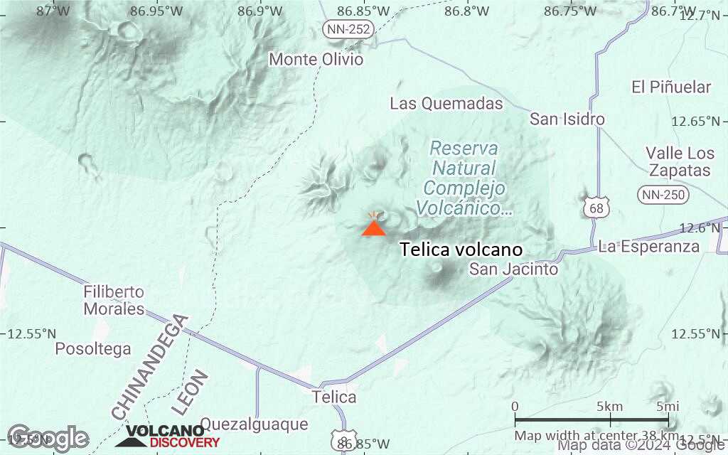 Terrain-type map of Telica volcano (scale of 20-40 km)