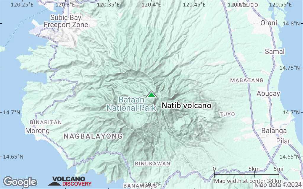 Terrain-type map of Natib volcano (scale of 20-40 km)